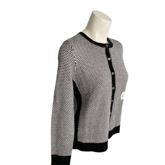 Croft & Barrow Black White‎ Houndstooth Cardigan Sweater PXS NEW - Picture 3 of 7